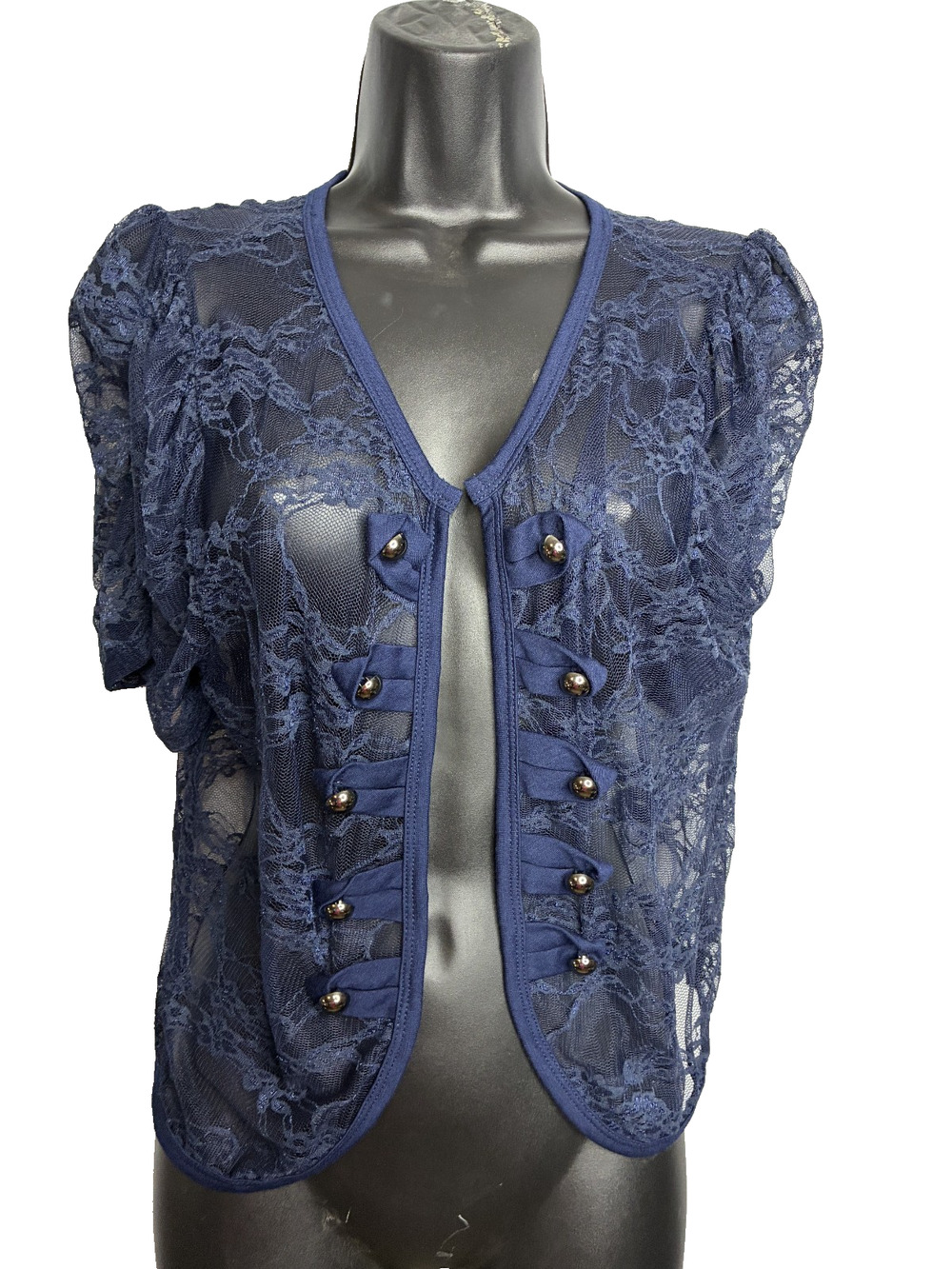 Delirious Los Angeles Women's 1x Navy Blue Lace Open Cardigan